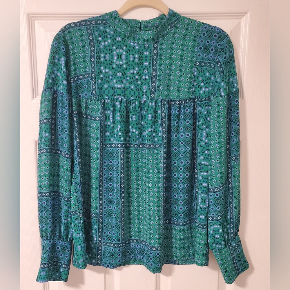 LOFT Boho Blouse Patchwork Print Medium